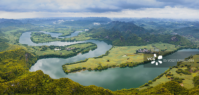 航拍广西龙州左江风光图片素材