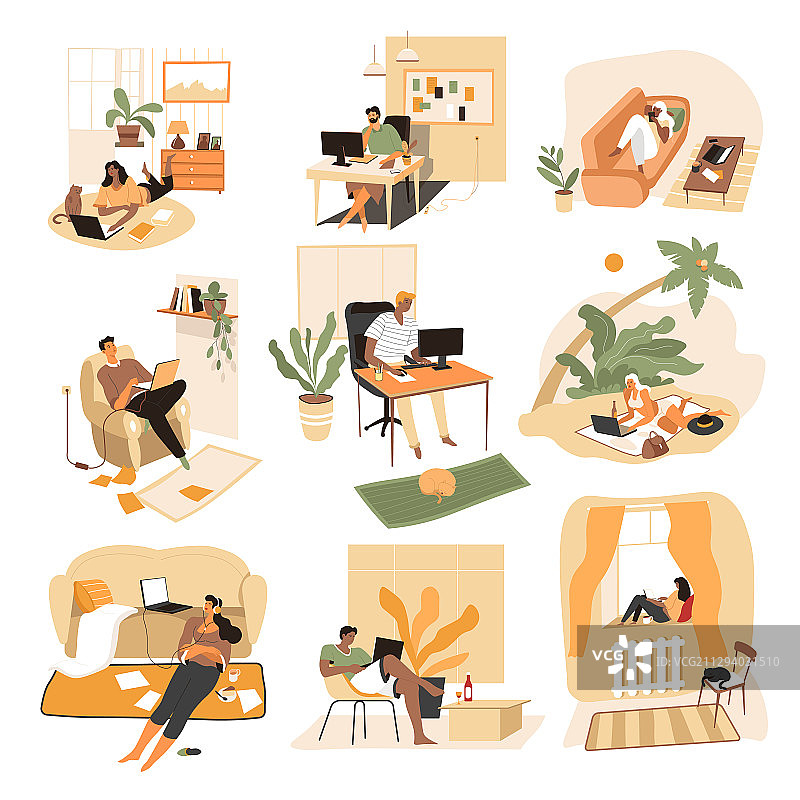 带有笔记本电脑的自由职业者图标图片素材