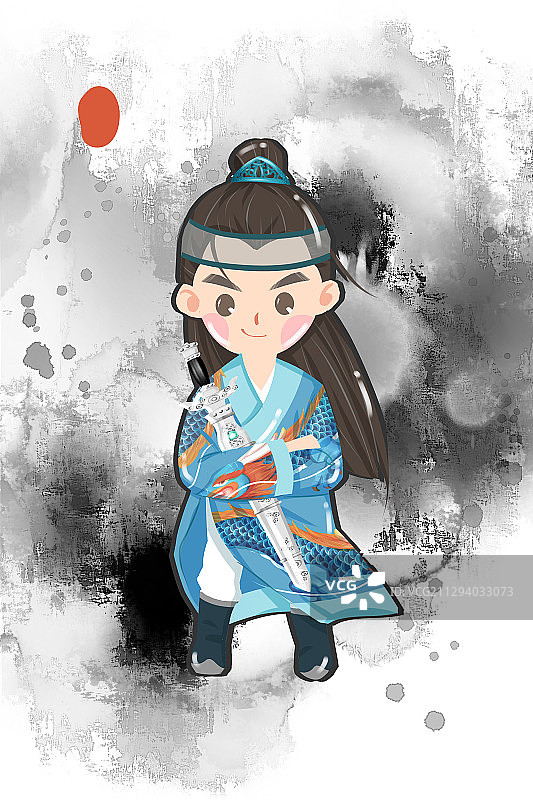 中国风可爱古代男性侍卫插画图片素材