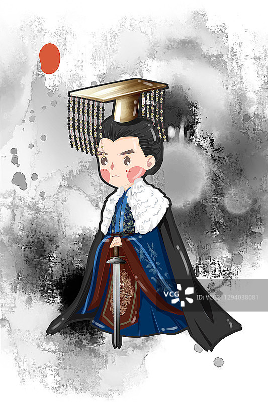 中国风可爱古代皇帝插画图片素材