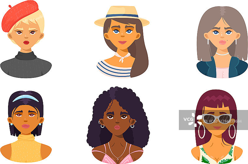 不同国籍的可爱女孩面孔合集图片素材