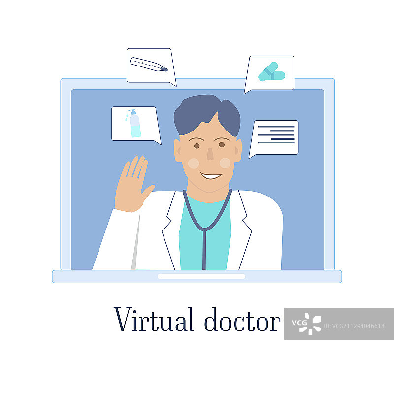 医生通过网络与患者沟通AI图片素材