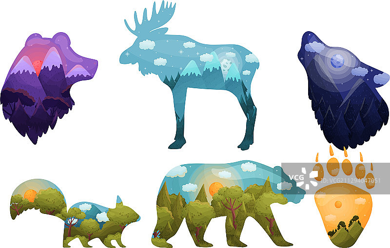 野生动物与风景剪影图片素材
