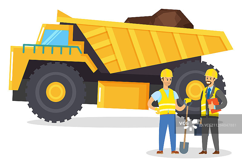 人们在采石场用货运卡车进行采矿作业图片素材