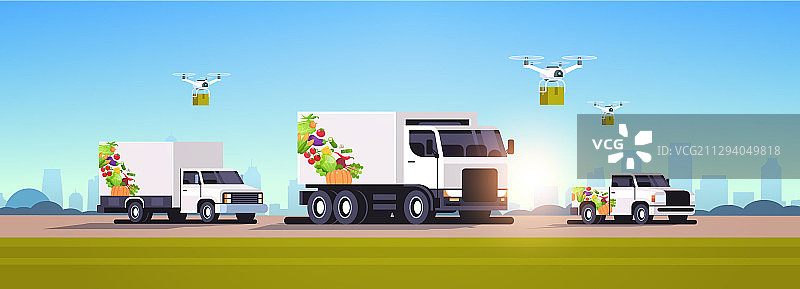 无人机四轴飞行器和有机现实货车图片素材