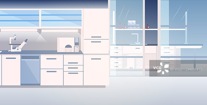 现代实验室内部空无一人，无化学品图片素材