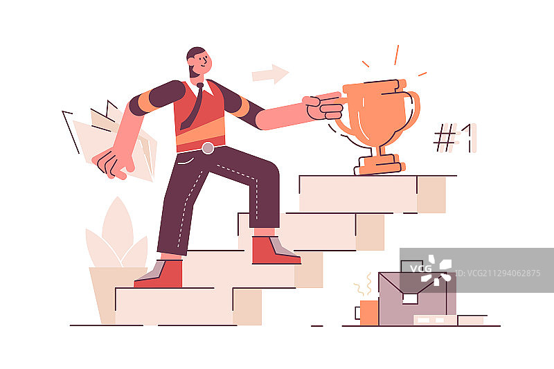 事业阶梯上的男人图片素材