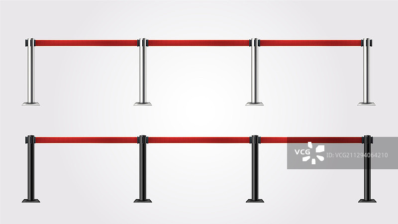 白色背景上的可伸缩围栏图片素材