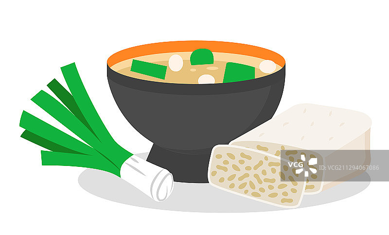 味噌汤与弓和天贝套餐图片素材