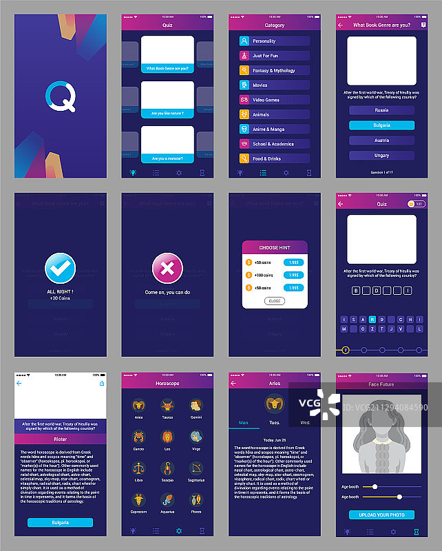 答题App UI设计手机用户界面图片素材