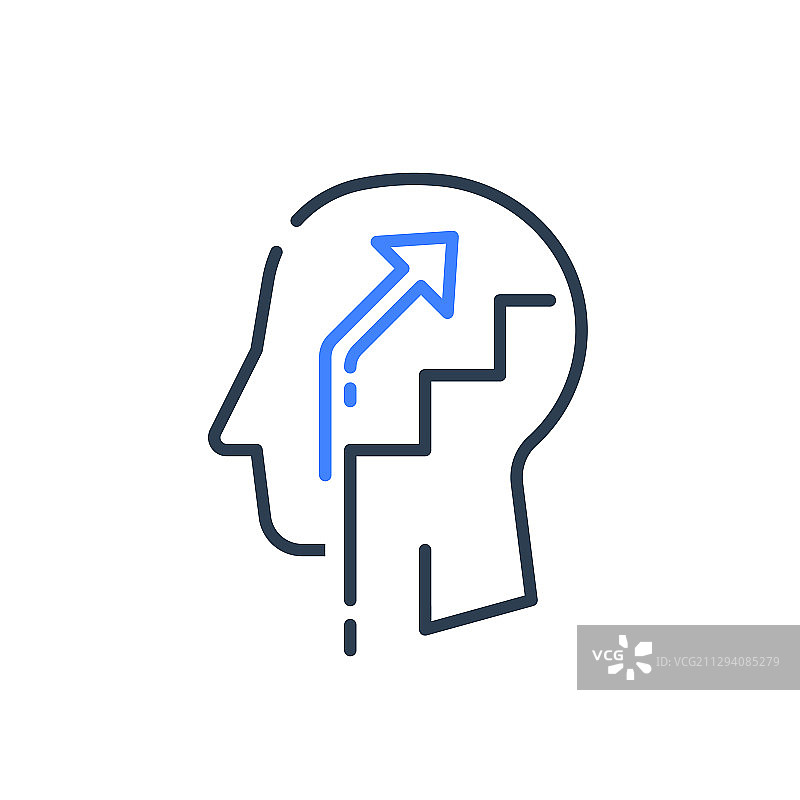 人头侧面轮廓与阶梯心理学图片素材