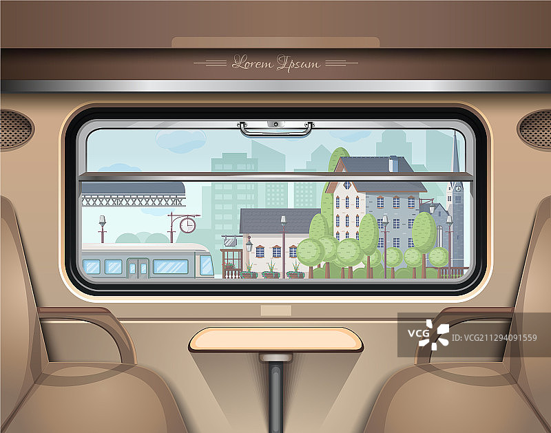 从火车车窗看到的火车站景色图片素材