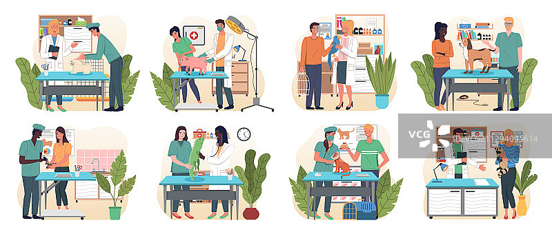 宠物诊所兽医套装与宠物车图片素材