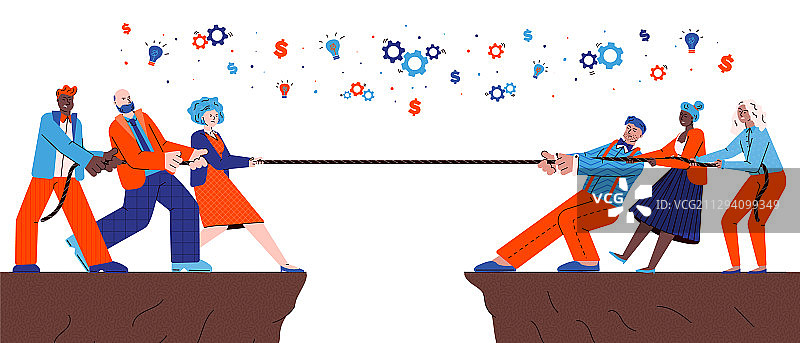 团队竞赛：商界人士拔河图片素材