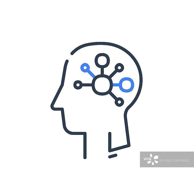 人头侧面轮廓和神经元连接网络图片素材