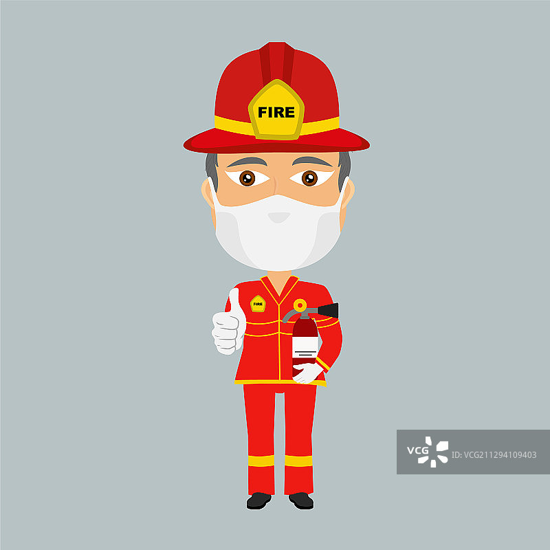 戴面罩和白手套的消防员图片素材