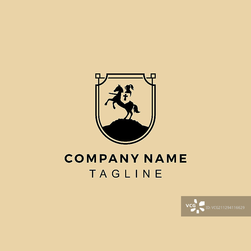 负空间骑士与马标志图片素材