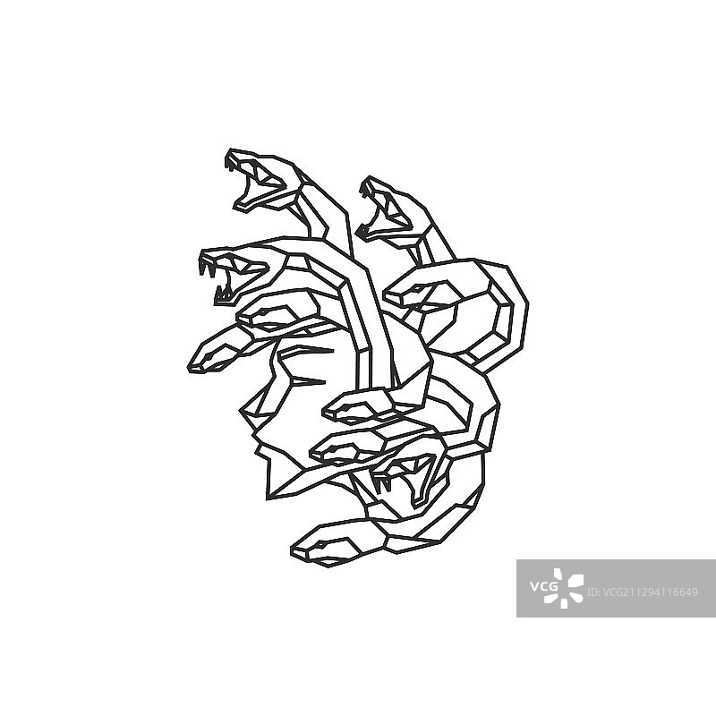 单线抽象美杜莎蛇头Logo图片素材