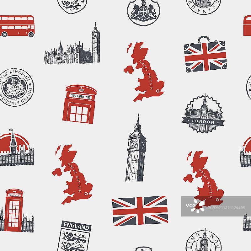 英国伦敦主题无缝图案图片素材