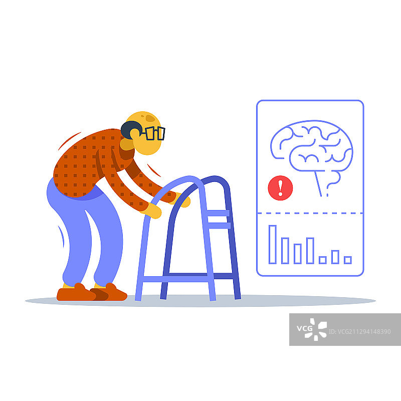 老人用助行器走路并握手图片素材