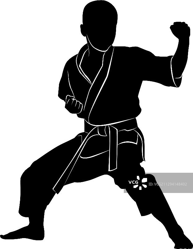 武术架势男孩剪影图片素材