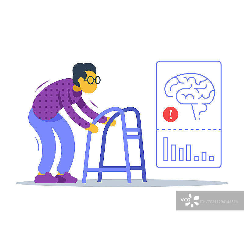 老年妇女使用助行器行走图片素材