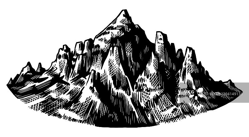 勃朗峰阿尔卑斯山峰复古风光图片素材