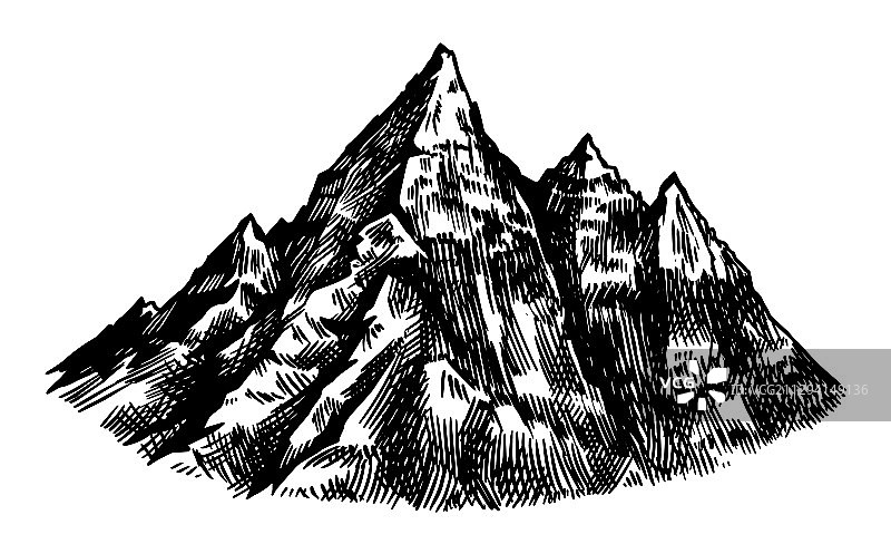 勃朗峰阿尔卑斯山峰复古风光图片素材