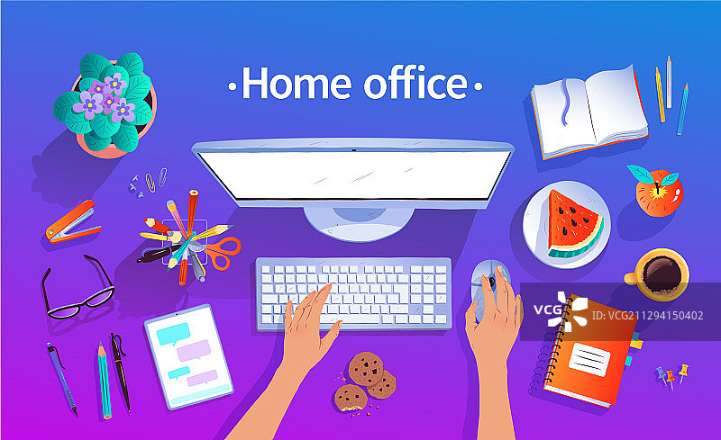 家庭办公室俯视图图片素材