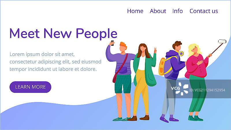 结识新朋友着陆页模板图片素材
