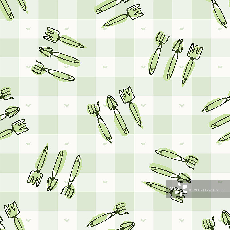 手绘异想天开的园艺工具素描图片素材