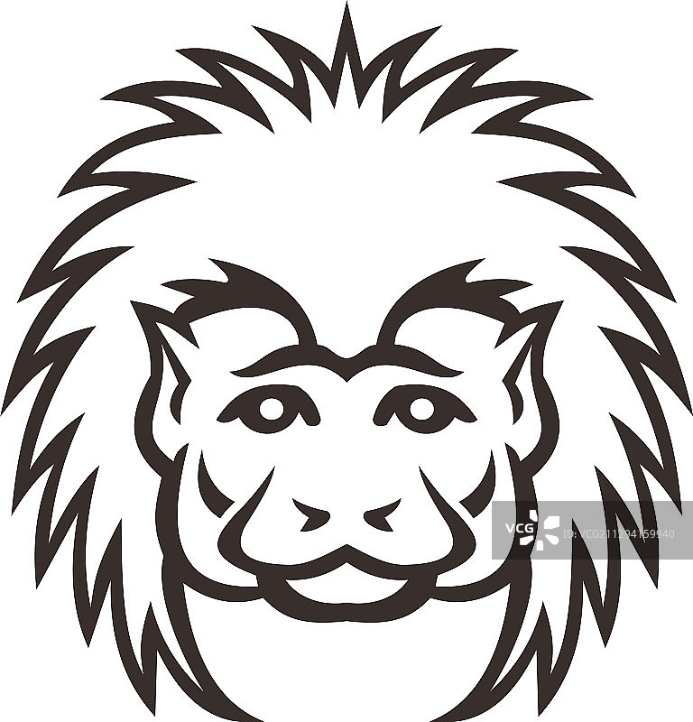 棉顶绢毛猴头像吉祥物图片素材