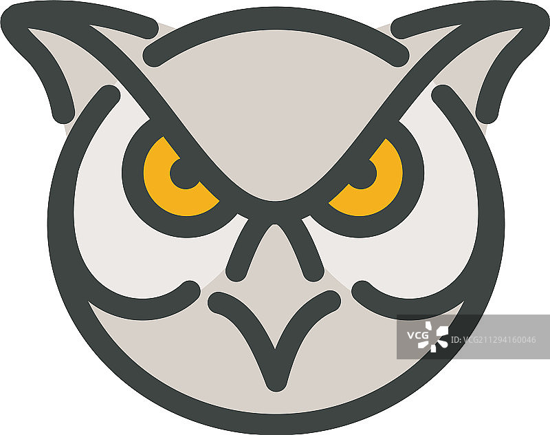 愤怒的大角猫头鹰头部单线图片素材