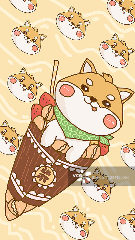 柴犬冰激凌壁纸图片素材