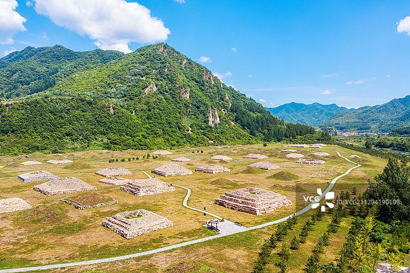 吉林省集安市高句丽丸都山城遗迹景区航拍图片素材