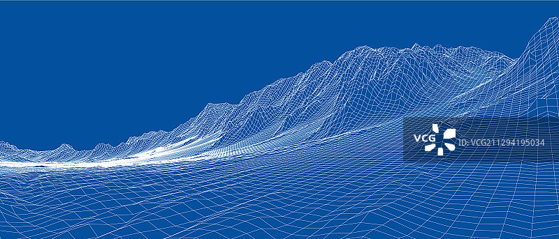 抽象三维线框景观蓝图风格图片素材