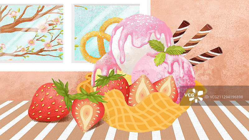 草莓冰淇淋甜点图片素材
