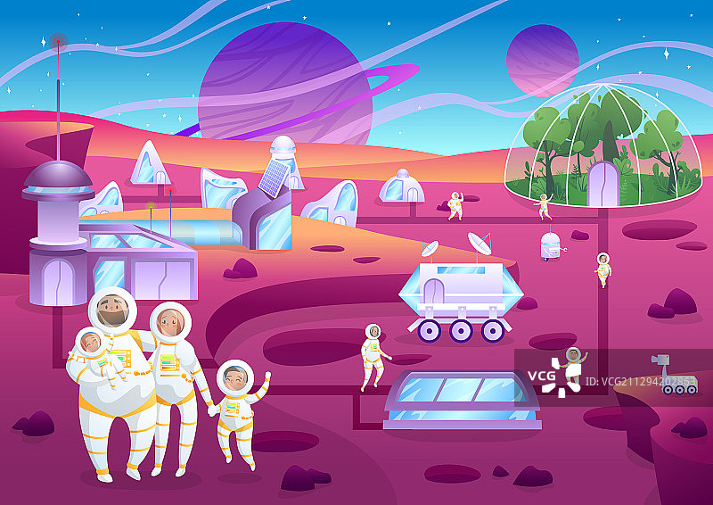 宇航员家庭改造行星空间图片素材