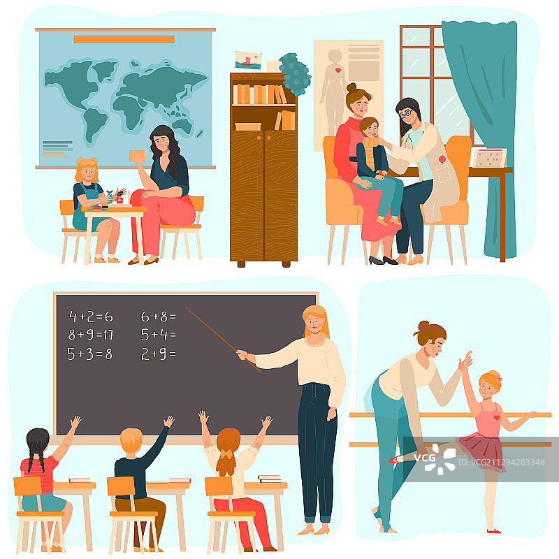 学校老师辅导儿童图片素材