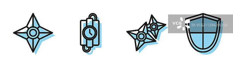 日本忍者手里剑线条图片素材