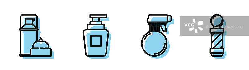 套装：美发师用手枪喷雾瓶及剃须用品图片素材