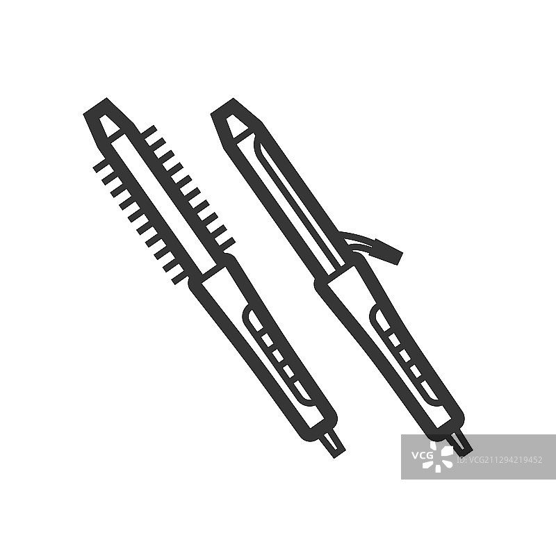 卷发棒轮廓独立图标图片素材