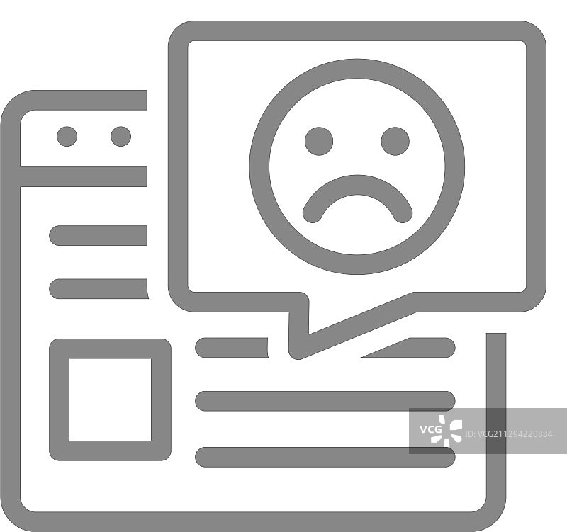 带有语音气泡中悲伤表情的网站线性图标图片素材