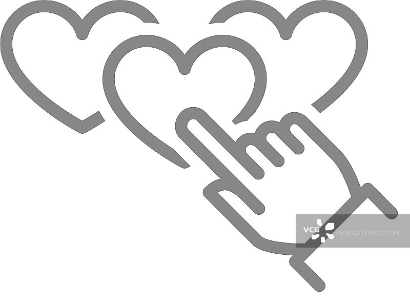 手选红心评分线稿图标图片素材