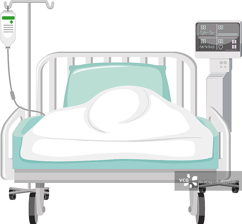 白色背景上的医院病床图片素材