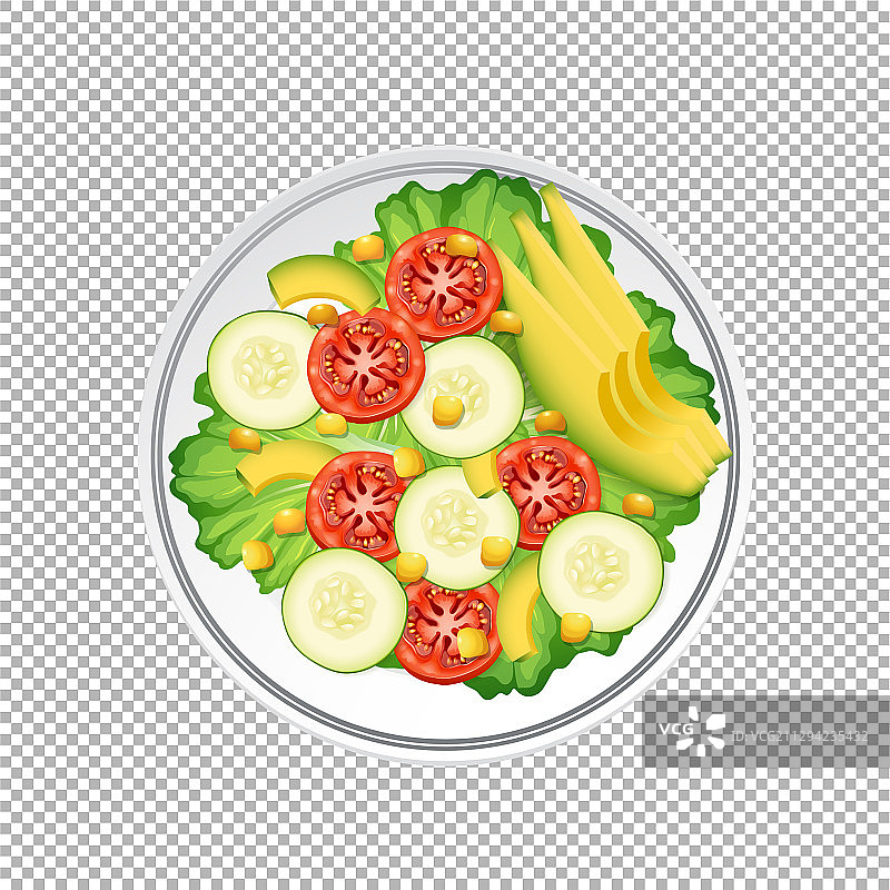 透明背景上的绿色沙拉碗图片素材