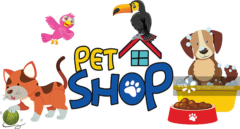宠物店可爱动物字体设计图片素材