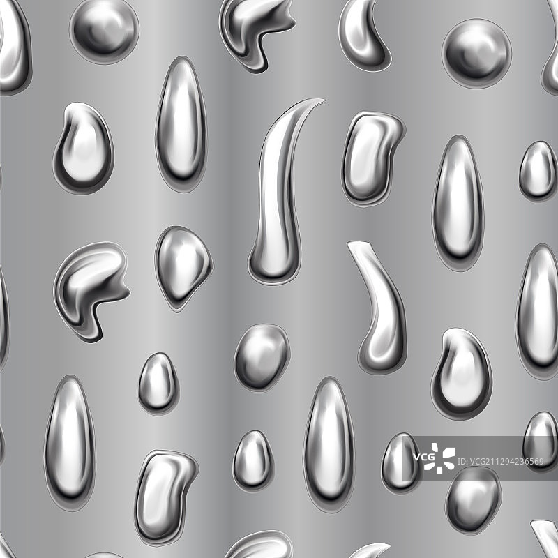 逼真3D金属银色水滴图片素材