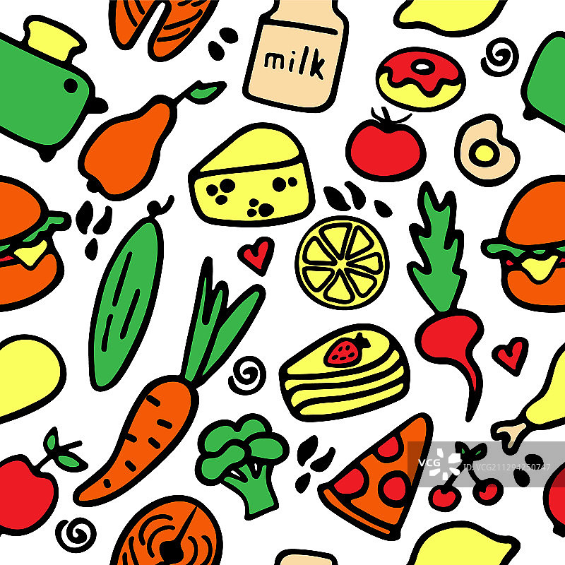 手绘食物和菜肴涂鸦图片素材