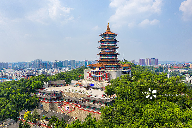 吉林省辽源市龙山区魁星楼航拍图片素材